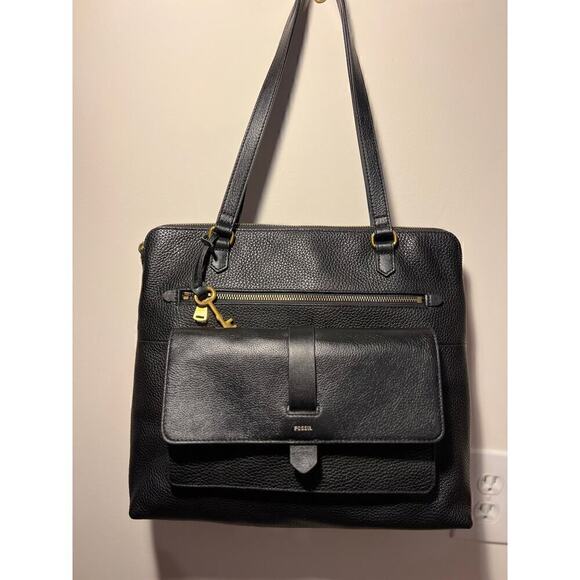 Fossil Kinley Tote Black pebbled leather. Excellent condition. - Picture 1 of 9
